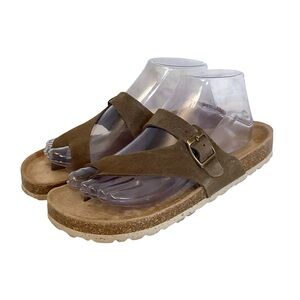 BioStep 9 Cork Footbed Sandals Women’s Flip Flops Suede Leather